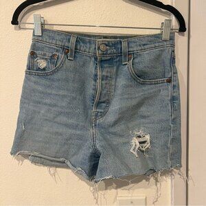 Levi’s Blue Denim Ribcage Jean Shorts Size 26